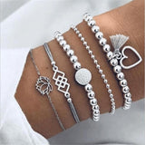 X-ROYAL Women Fashion Boho Turtle Heart Pearl Moon Shape Charm Bracelets Sets Lovers Gift Luxury Bohemian Style Female Bracelets