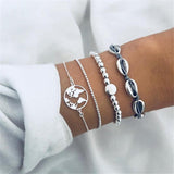 X-ROYAL Women Fashion Boho Turtle Heart Pearl Moon Shape Charm Bracelets Sets Lovers Gift Luxury Bohemian Style Female Bracelets