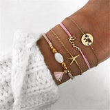 X-ROYAL Women Fashion Boho Turtle Heart Pearl Moon Shape Charm Bracelets Sets Lovers Gift Luxury Bohemian Style Female Bracelets