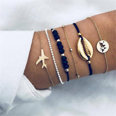 X-ROYAL Women Fashion Boho Turtle Heart Pearl Moon Shape Charm Bracelets Sets Lovers Gift Luxury Bohemian Style Female Bracelets