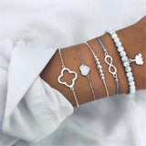 X-ROYAL Women Fashion Boho Turtle Heart Pearl Moon Shape Charm Bracelets Sets Lovers Gift Luxury Bohemian Style Female Bracelets