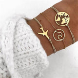 X-ROYAL Women Fashion Boho Turtle Heart Pearl Moon Shape Charm Bracelets Sets Lovers Gift Luxury Bohemian Style Female Bracelets