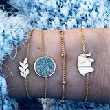 X-ROYAL Women Fashion Boho Turtle Heart Pearl Moon Shape Charm Bracelets Sets Lovers Gift Luxury Bohemian Style Female Bracelets